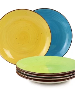 Elama Sebastian 6 Piece Stoneware Dinner Plate Set in Assorted Colors
