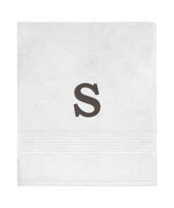 Avanti Linens Wht/Gry Block Monogram Bath Towel - Bath Towel