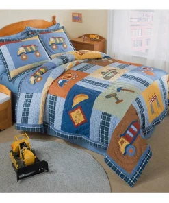 Construction Zone Applique Embellished 3-piece Quilt Set