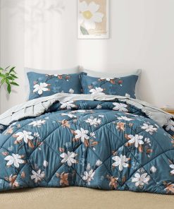 All Season Floral Printed Reversible 7-Piece Bed in a Bag With Sheet Set