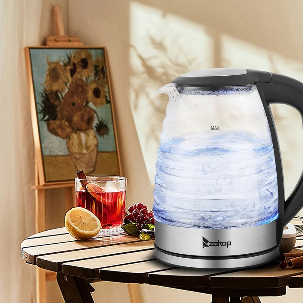 1.8L Stainless Steel Electric Kettle, Borosilicate Glass Kettle