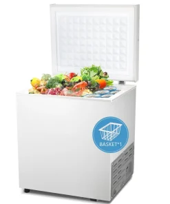 1.8 Cu.Ft Chest Freezer with Removable Basket, Bottom Drain, 7-Level Thermostat, Freestanding Design for Home and Apartment