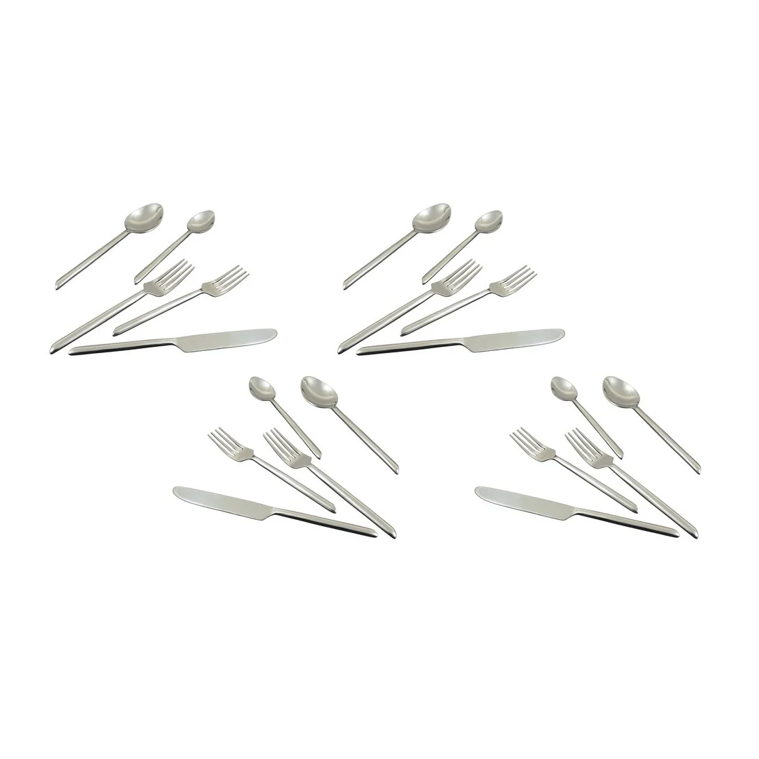 HomeRoots Glossy Silver Stainless Steel Twenty Piece Hand Forged Flatware Set - 2' X '1' X '9.1