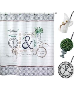 Avanti Linens Modern Farmhouse Shower Curtain & Hook Set
