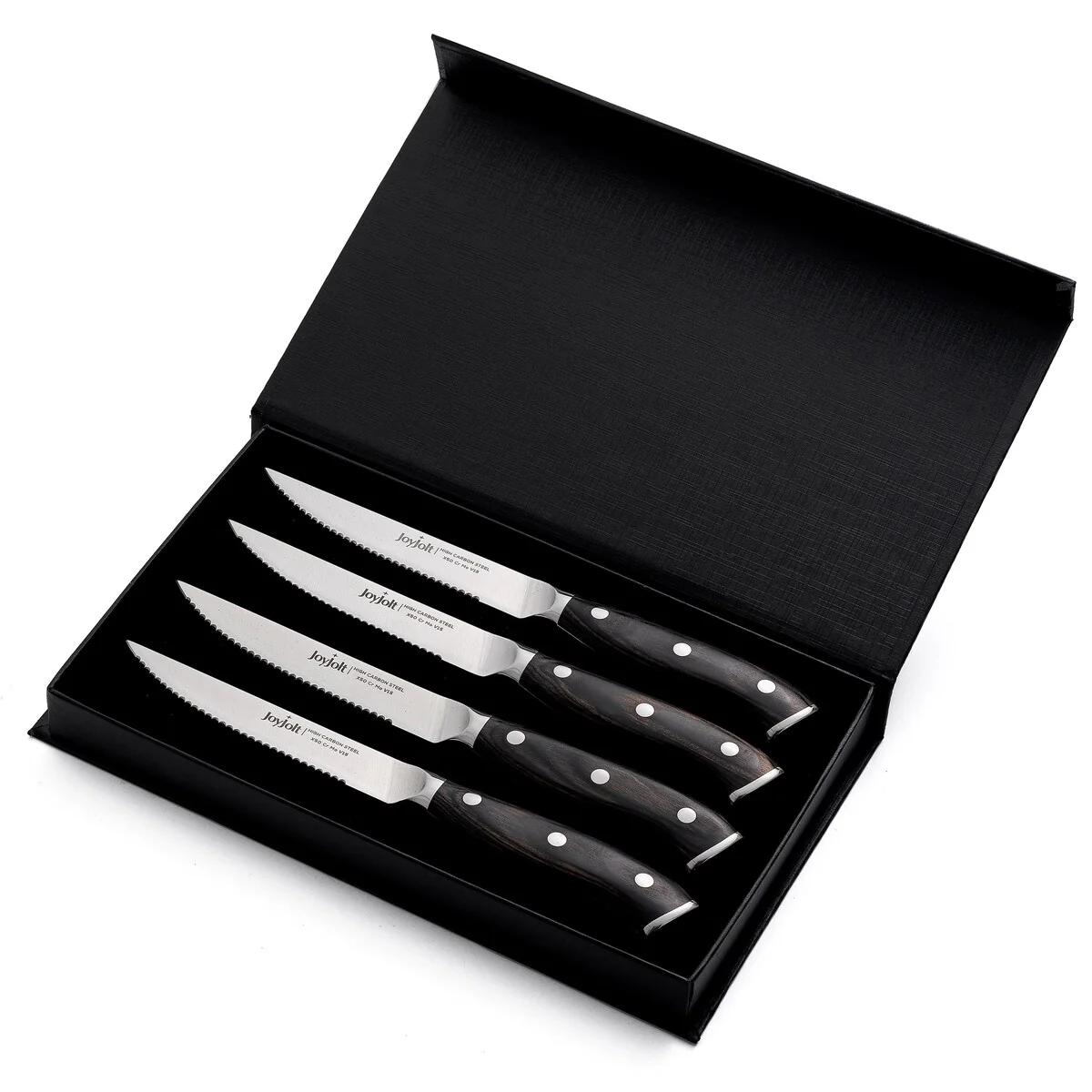 JoyJolt 4-Piece Steak Knife High Carbon Steel Kitchen Knife - Stainless Steel