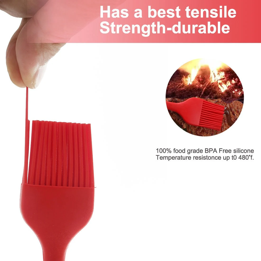 2pcs Silicone Basting Brush Non-stick Utensil Grilling Oil Marinades