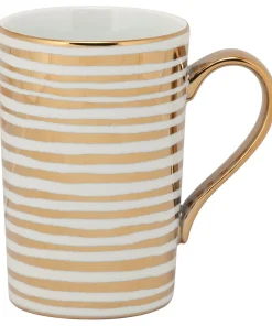 10 Strawberry Street Madi Mug Stripes Gold-tone Porcelain (Pack of 6)