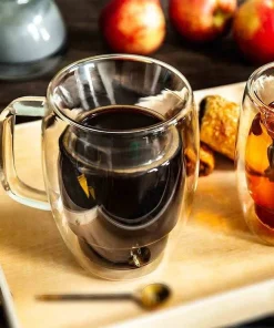 JoyJolt Cadus Double Wall Insulated Mugs, 16 OZ Set Of Two Latte Glasses