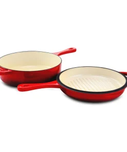 Artisan 2.5 Quart Multi Function Sauce Pan Skillet Set in Gradient Red
