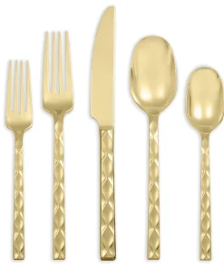 Argent Orfèvres™ Epigram Gold - 20 Piece Flatware Set, Service for 4, 18/10, 24kt