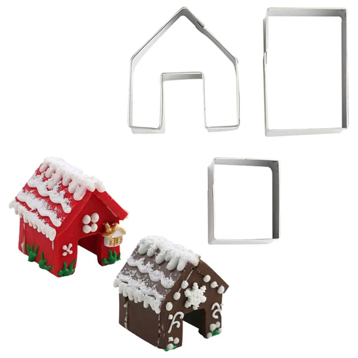 3 Pcs Christmas Mini House Mold Gingerbread Cookie Cutter Set