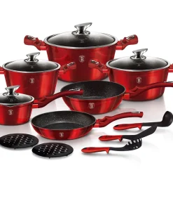 Berlinger Haus 15-Piece Kitchen Cookware Set, Burgundy Collection
