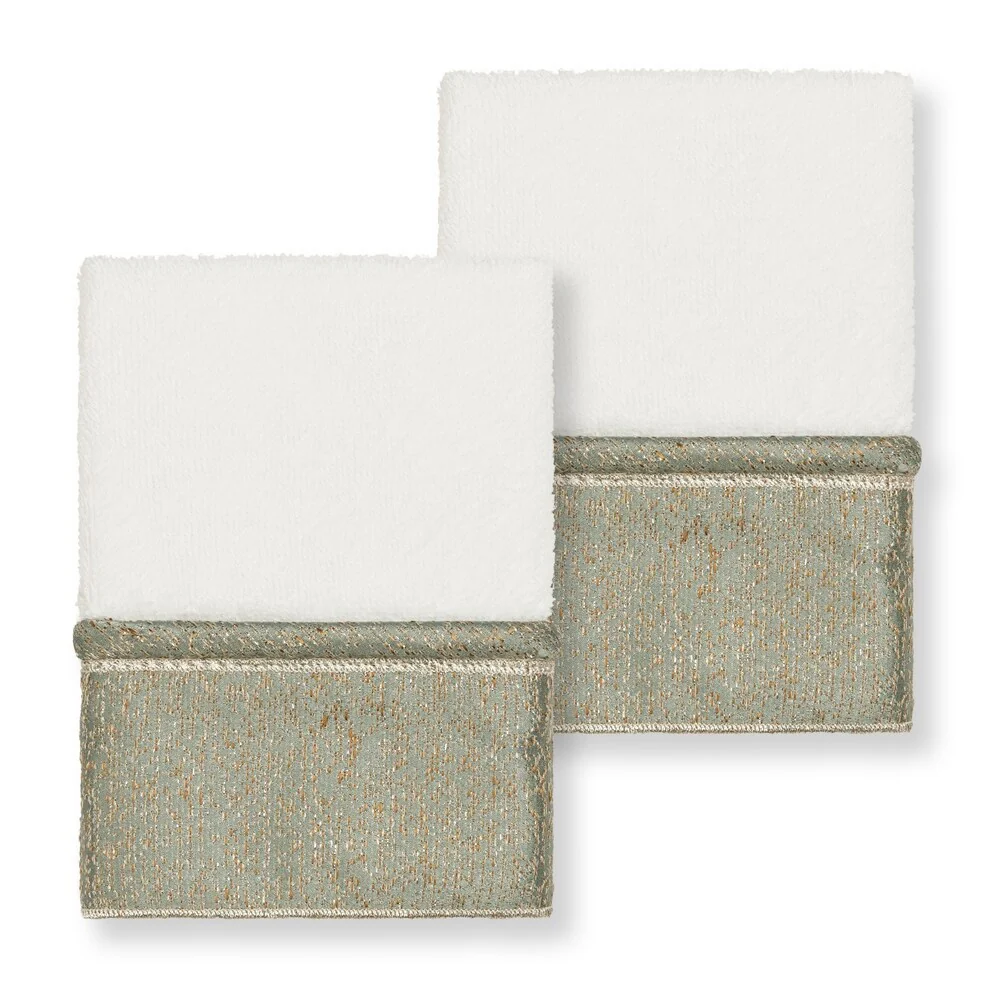 Authentic Hotel and Spa Turkish Cotton Della Jacquard White 2-piece Washcloth Set
