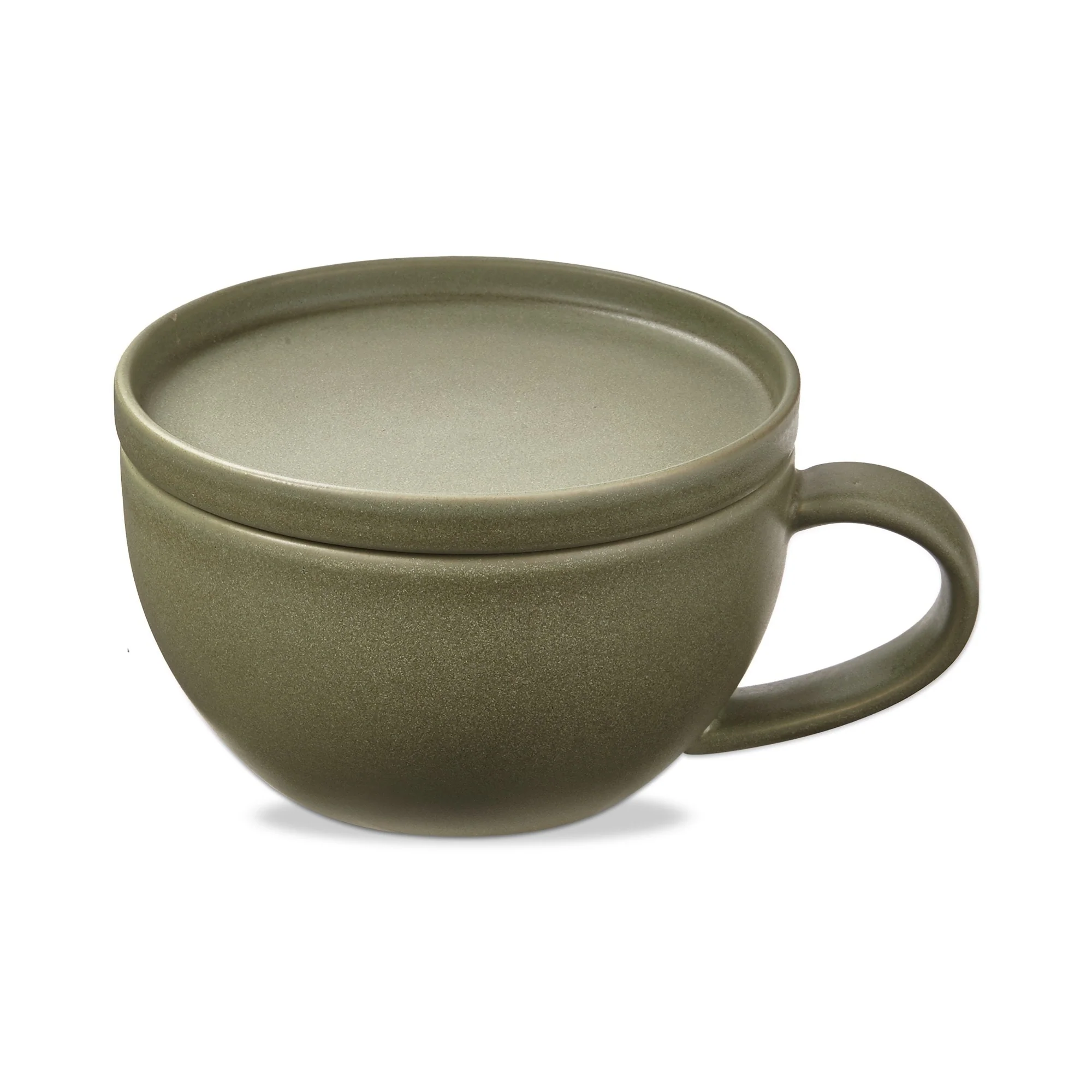 Logan Collection Stoneware Soup Mug with Lid Sage Green 24 oz.