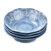 20 oz. 7 in. Cottage Blue White Flower Melamine Plastic Dinnerware Bowls Set of 4 Dishwasher Safe Indoor Outdoor