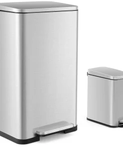 Costway 2 Pack Trash Can Combo Set with Step-on Pedal Removable Inner