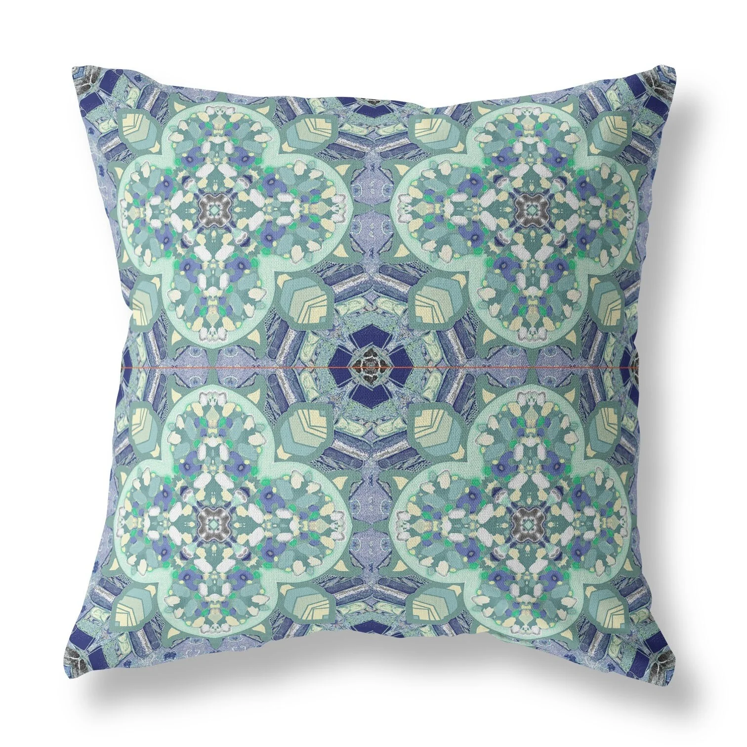 18" Aqua Blue Cloverleaf Boho Zippered Suede Throw Pillow