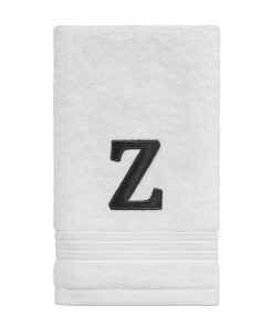 Avanti Linens Wht/Gry Block Monogram Fingertip Towel - Fingertip Towel