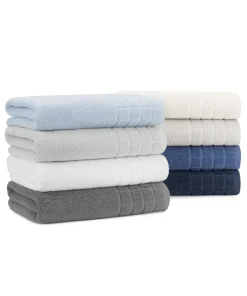 Designer Dobby Check Double 6-piece Cotton Bath Towel Set with, Bath Towels, Hand Towels and Washcloths by Briarwood Home