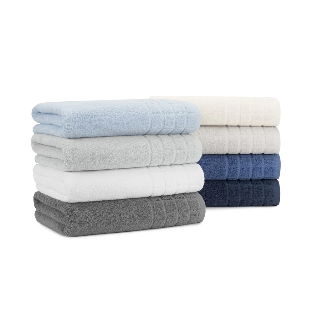 Designer Dobby Check Double 6-piece Cotton Bath Towel Set with, Bath Towels, Hand Towels and Washcloths by Briarwood Home