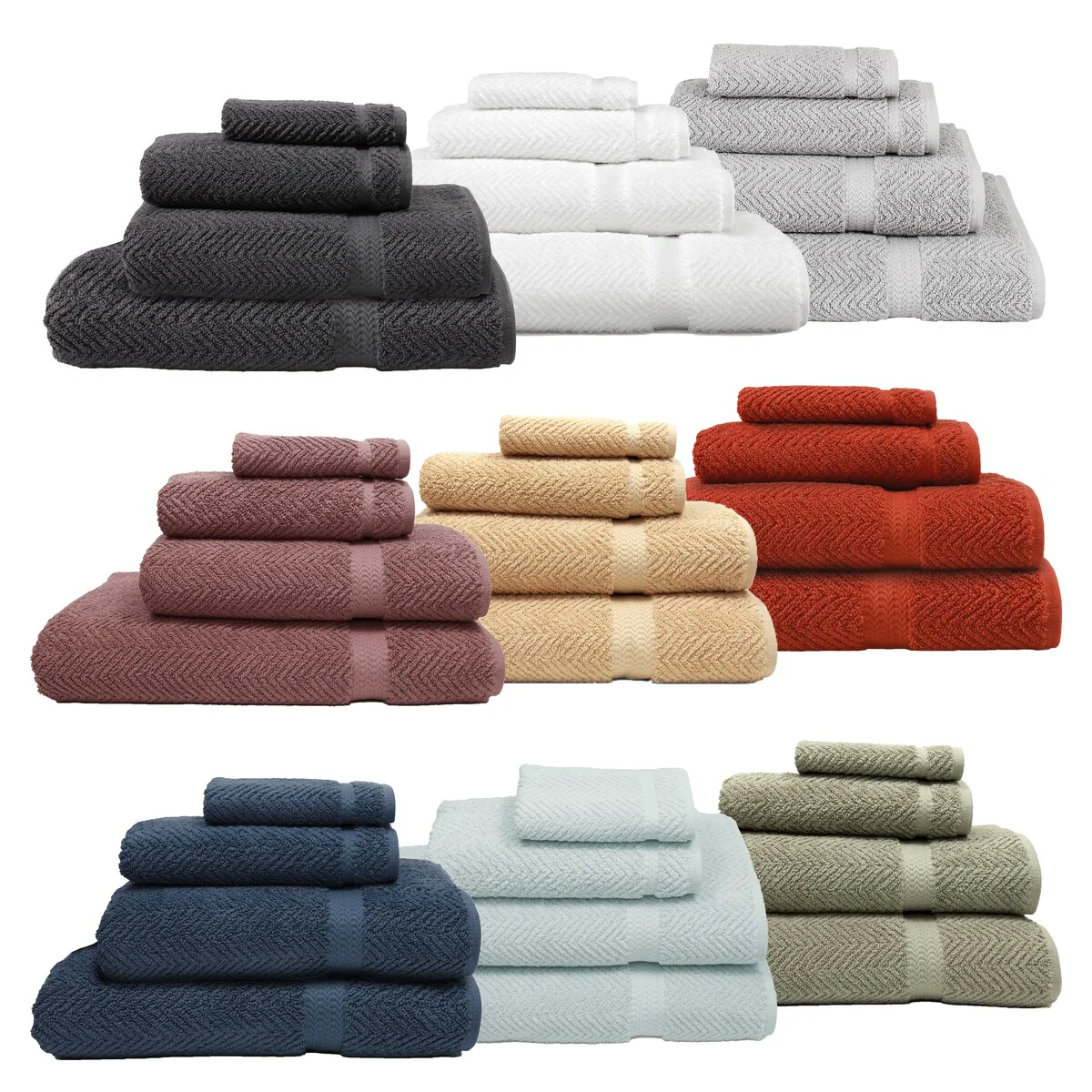 Authentic Hotel and Spa Herringbone Weave Turkish Cotton 4-piece Towel Set with Bath Sheet