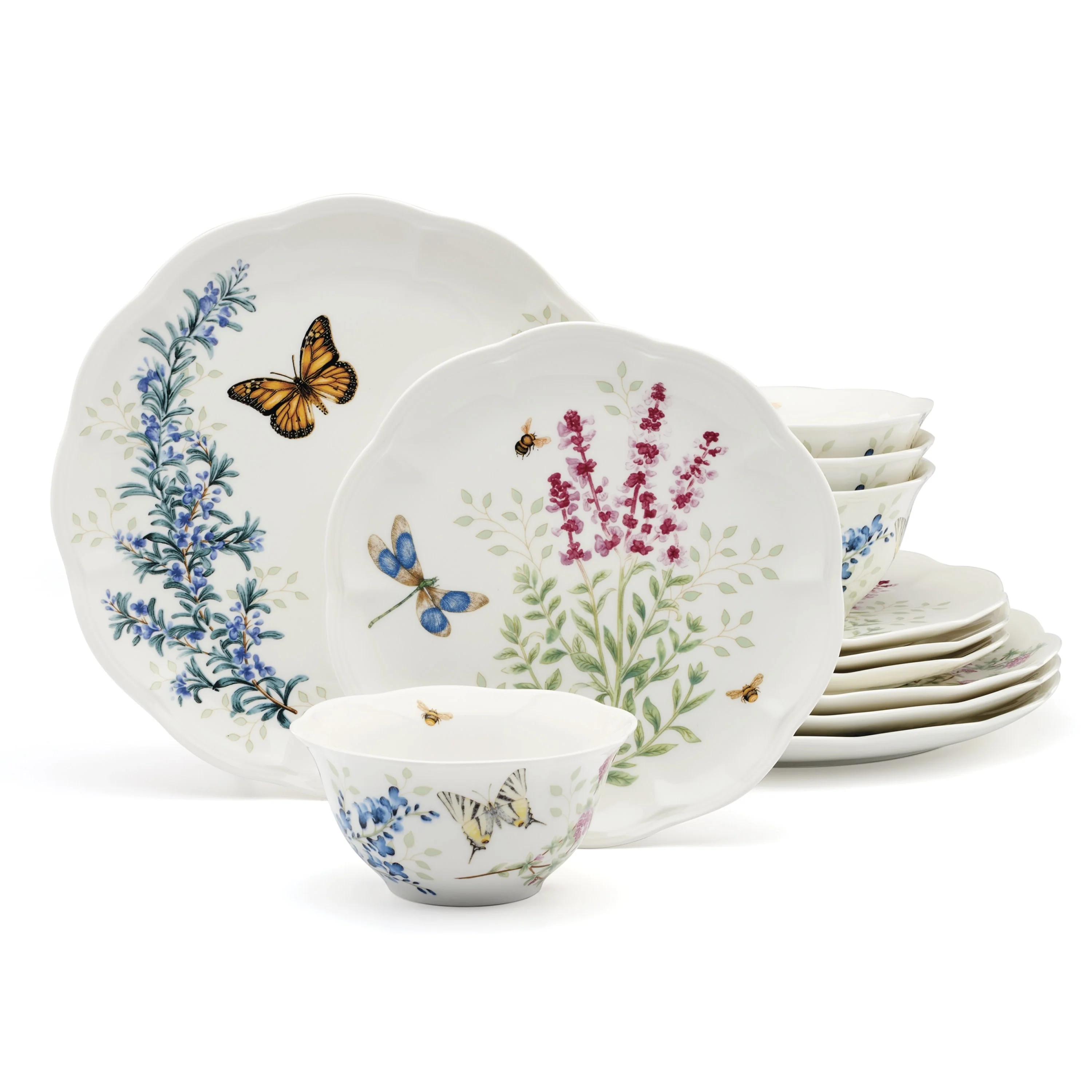 Lenox Butterfly Meadow Herbs Dinnerware Set, Service for 4