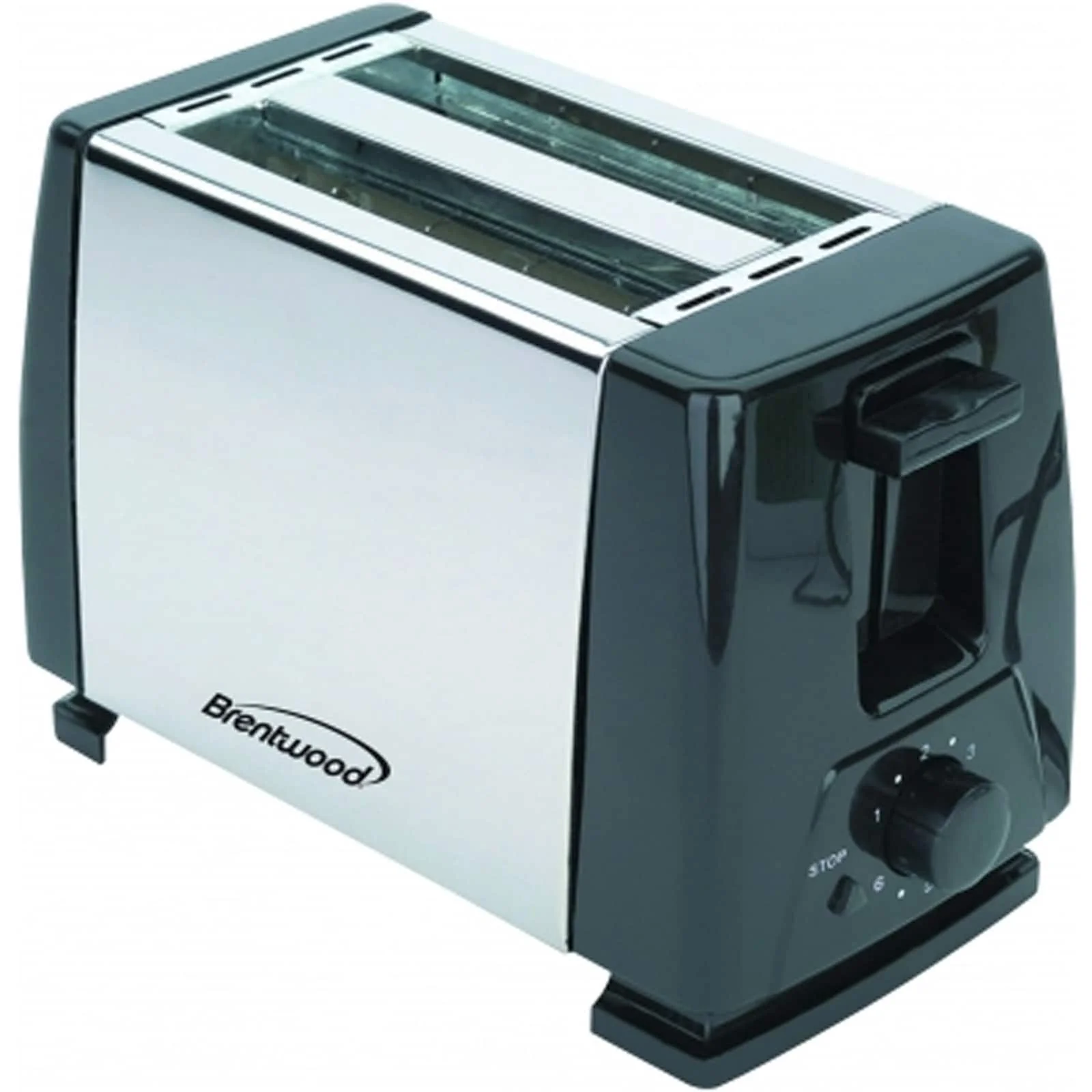 Brentwood 2-SLICE TOASTER (STAINLESS STEEL AND BLACK) - 10.2" x 6.8" x 5.6"