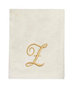 Avanti Linens Ivory/Gold Script Monogram Bath Towel Letter Z - Bath Towel