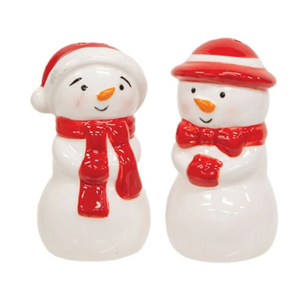 2/Set - Ceramic Snow Couple Salt & Pepper Shakers - Multi