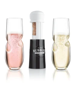 Final Touch Bubbles Champagne Glass Set with Opener - 10 oz