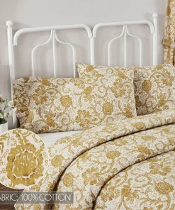 Dorset Gold Floral Ruffled King Pillow Case Set of 2 21x36x4