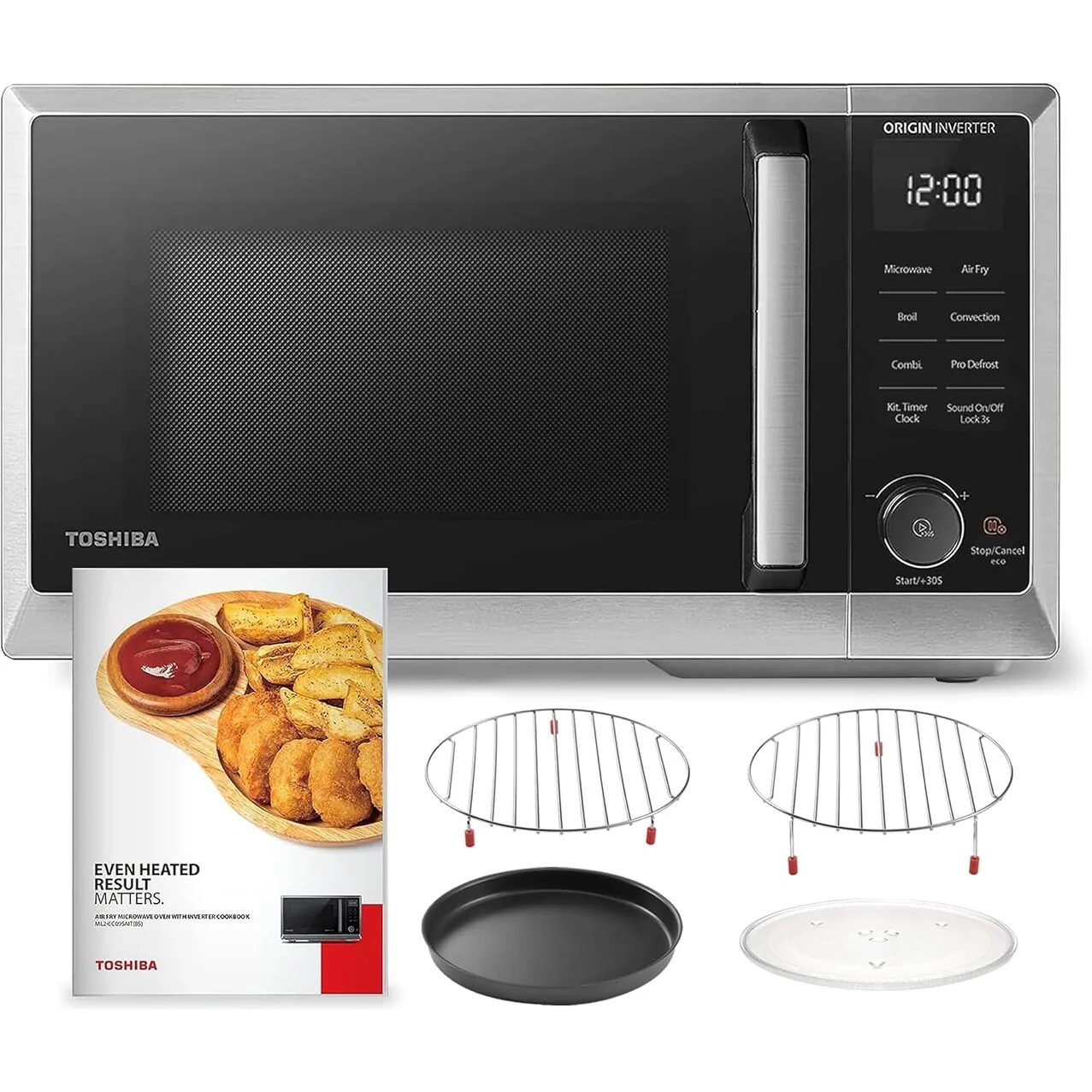 1.2 Cu.Ft Microwave with Humidity Sensor, 12 Auto Menus, ECO Mode, 1000W Silver, Removable Turntable