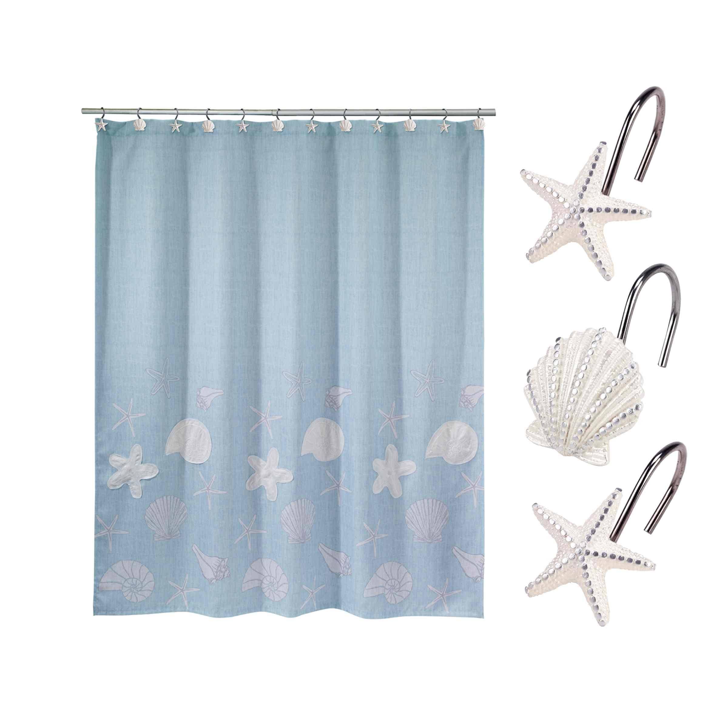 Avanti Linens Sequin Shell 13-Piece Shower Curtain & Hook Set