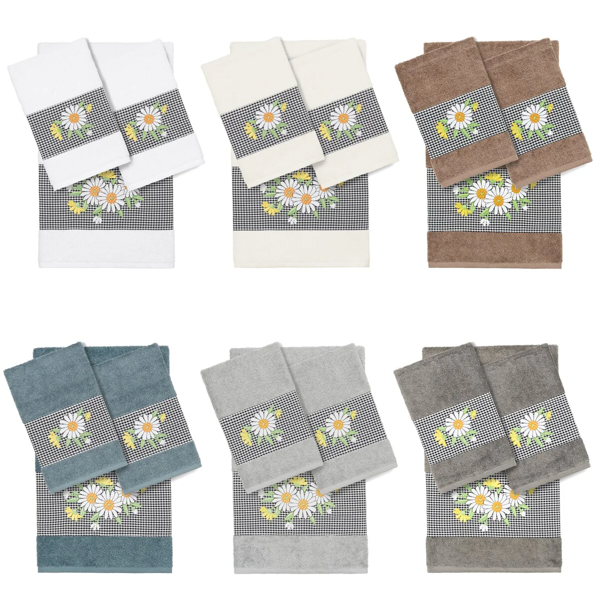 Authentic Hotel and Spa 100% Turkish Cotton Daisy 3PC Embellished Towel Set