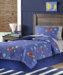 Lullaby Bedding Space 100% Cotton Printed 3-piece Quilt Set