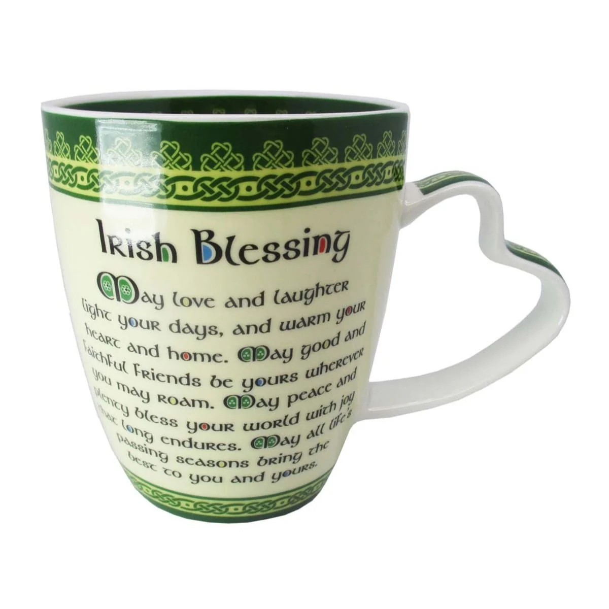 12.5oz Green Bone China Mug with Celtic Knotwork Design and Heartfelt Irish Blessing