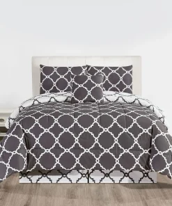 Comforter Set Reversible 5 Piece Soft Bedding with Decorative Pillow