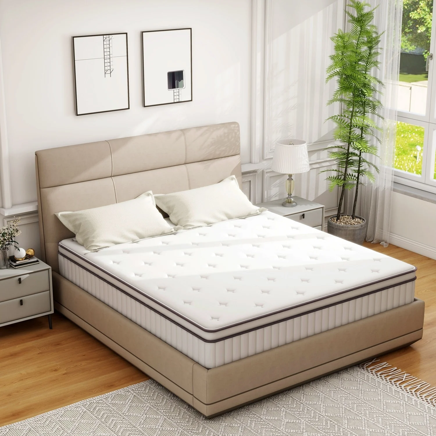 10 Inch Full Size Mattress, Full Hybrid Mattress, Pocketed Spring Memory Foam Mattress, Low Motion Transfer Mattress in A Box