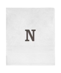Avanti Linens Wht/Gry Block Monogram Bath Towel - Bath Towel