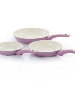 3 Piece Aluminum Nonstick Ceramic Frying Pan Set in Lavender