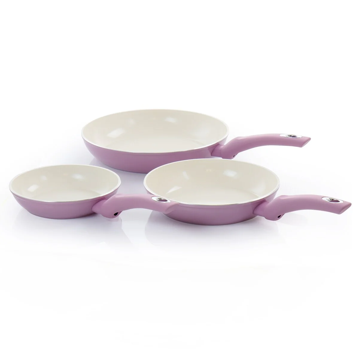 3 Piece Aluminum Nonstick Ceramic Frying Pan Set in Lavender