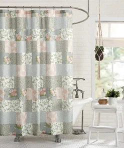 La Flor Patchwork Printed Fabric Shower Curtain