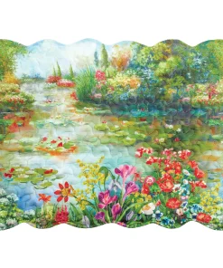 Lovely Pond Scene Scalloped Edge Pillow Sham Set