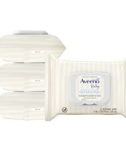Aveeno Baby Hand & Face Cleansing & Moisturizing Wipes with Oat Extract and Aloe, Fragrance-Free Wipes for Sensitive Skin, Free of Sulfates, Alcohol, Parabens, and Dyes, 25 ct (Pack of 4)