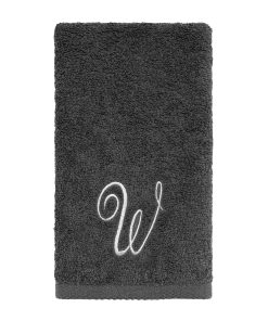 Avanti Linens Granite/Silver Script Monogram Fingertip Towel Letter W - Fingertip Towel