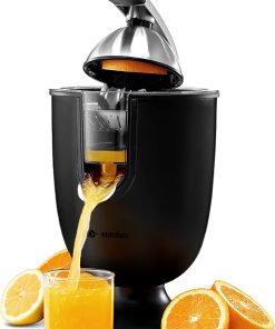 Eurolux Premium Electric Orange Juicer | Stainless Steel Citrus Squeezer With New Ultra-Powerful Motor and Soft Grip Handle for Effortless Juicing, Auto Shutoff, Dishwasher-safe Parts, Pulp Control
