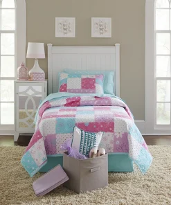 Lullaby Bedding Butterfly Garden 100% Cotton Printed 3-piece Quilt Set