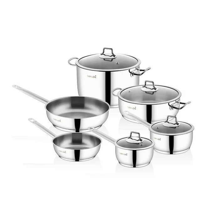 10-Piece Stainless Steel Assorted Cookware set with Glass Lids