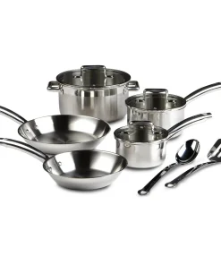 Daily Boutik 10-Piece Stainless Steel Cookware Set - Dishwasher Safe - 13" x 23" x 10"
