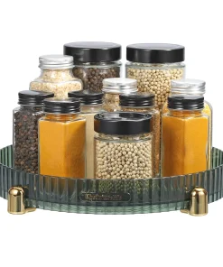 Lazy Susan Turntable Organizer, Rotating Spice Racks for Cabinet Pantry, Green - 11.02" x 1.85"(D*H)